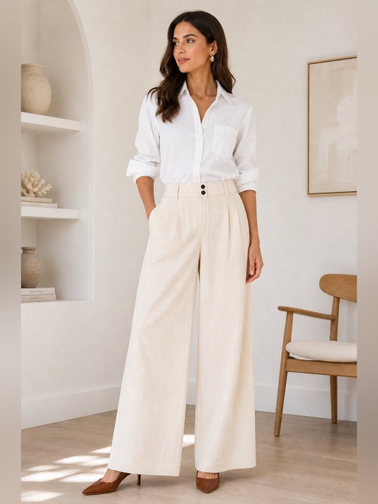 All Saints Pants - ALLSAINTS Payton Wide Leg Linen Blend Trousers